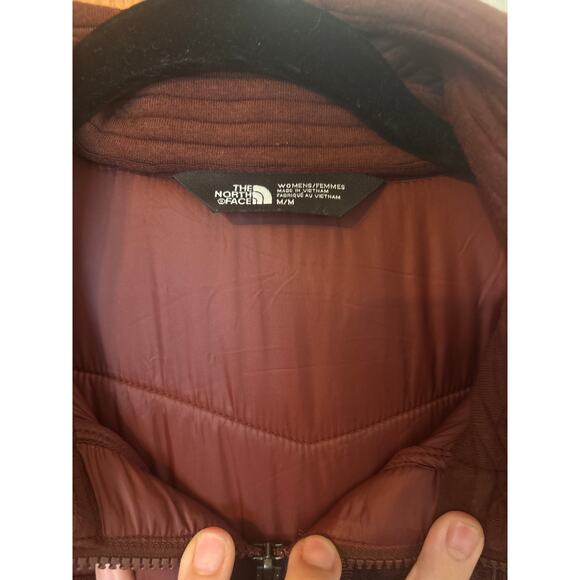 The North Face dark red snap two way zipper hooded quilted coat SIZE M - Picture 3 of 5